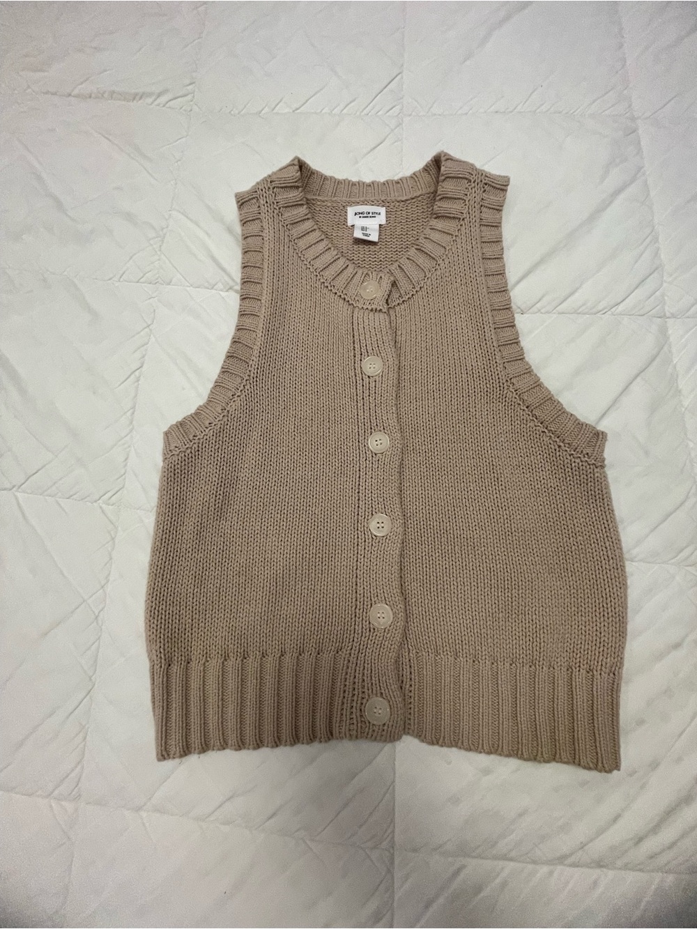 Song of Style Tan Button-Front Knit Sweater Vest - Size S